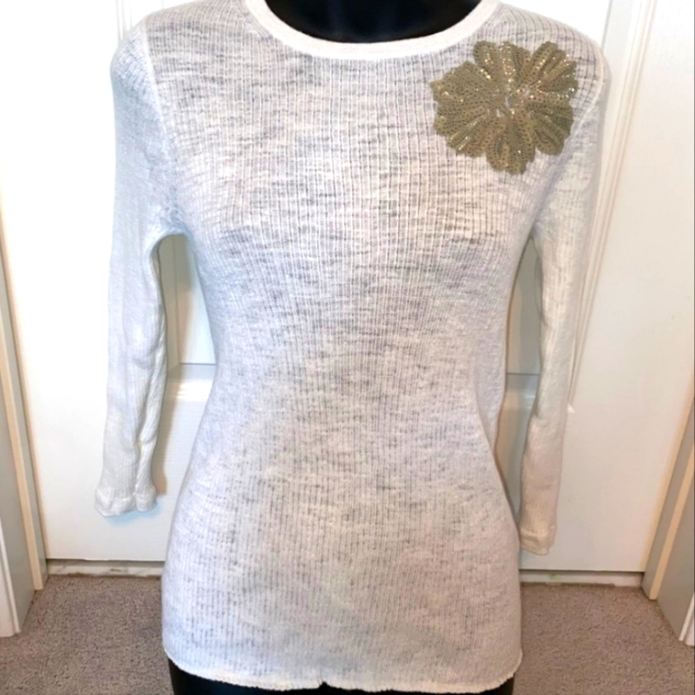 J.Crew Knit top with sequin applique.
